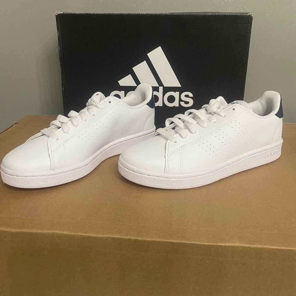 Adidas Advantage K Kids Sneakers White Navy Blue GZ5299 Low Top Tennis‎ Shoes